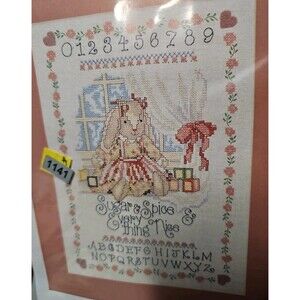 Simplicity Stamped Cross Stitch Kit Sugar & Spice Baby Girl Sampler 10”x 14” 055